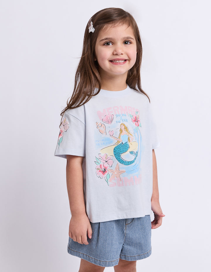 Eve Girl Under The Sea Tee (Size 3-7) - Light Blue