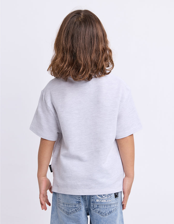 St Goliath Boys Waffle Tee (Size 8-16) - Grey Marle