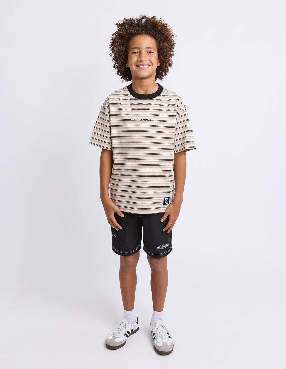 St Goliath Boys Stripe Ringer Tee (Size 8-16) - Tan - photo 2 of 4