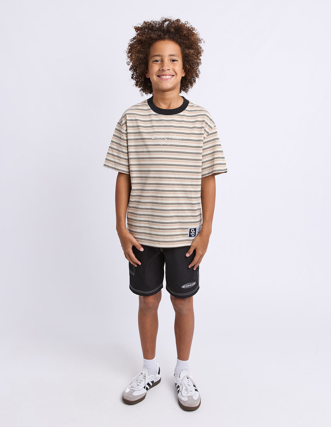 St Goliath Boys Stripe Ringer Tee (Size 8-16) - Tan - photo 2 of 4