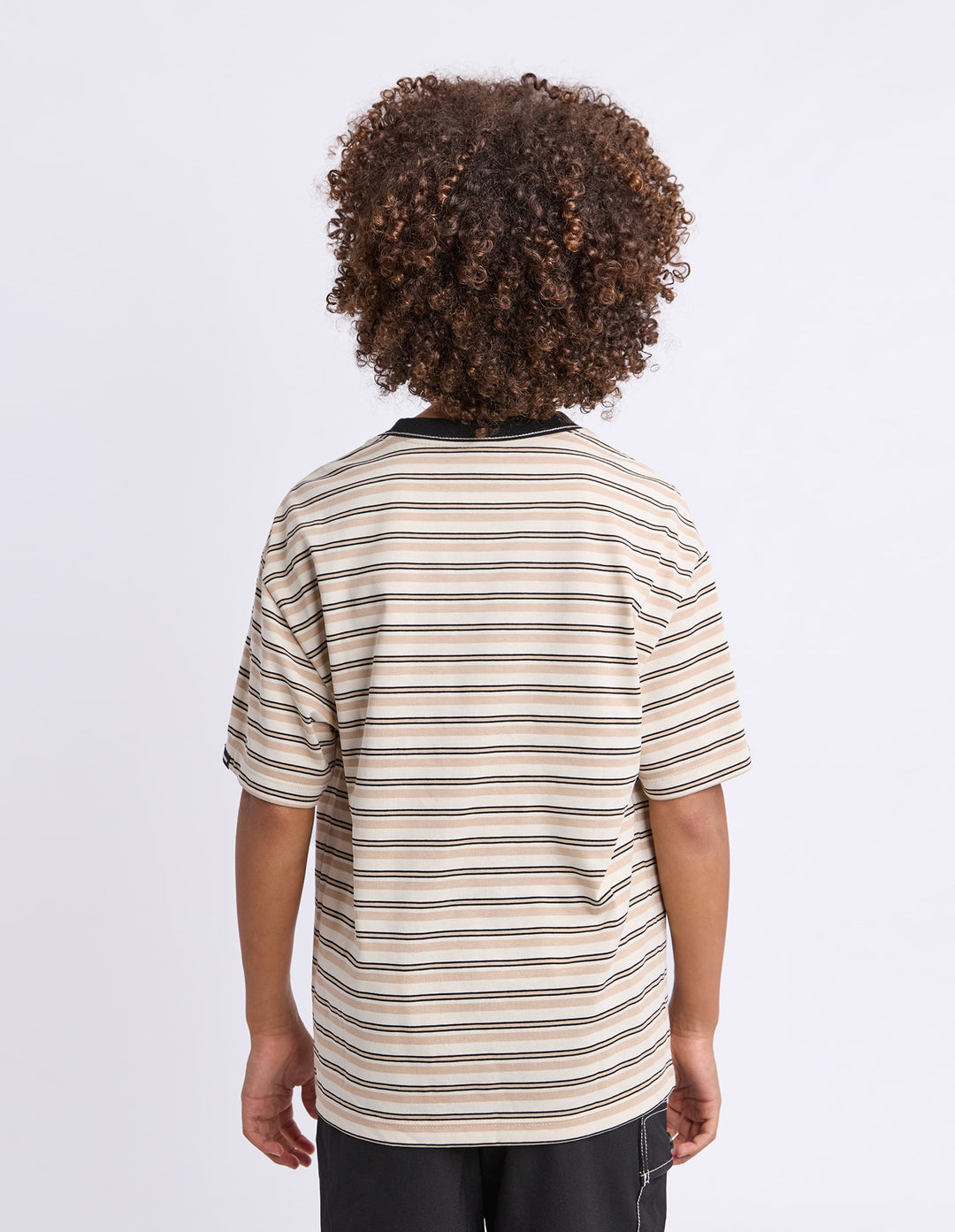 St Goliath Boys Stripe Ringer Tee (Size 8-16) - Tan - photo 3 of 4