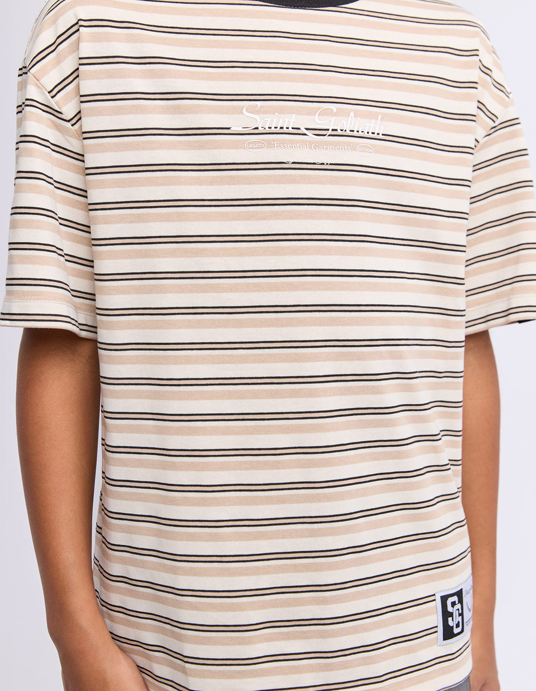 St Goliath Boys Stripe Ringer Tee (Size 8-16) - Tan - photo 4 of 4
