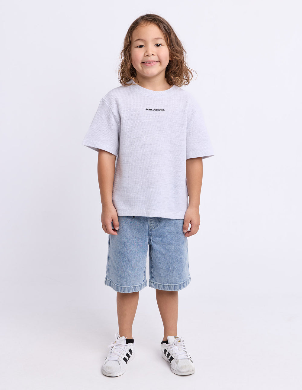 St Goliath Boys Waffle Tee (Size 3-7) - Grey Marle - view 2