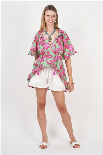 Naudic - Matilda S/S Top Seville Print - Green