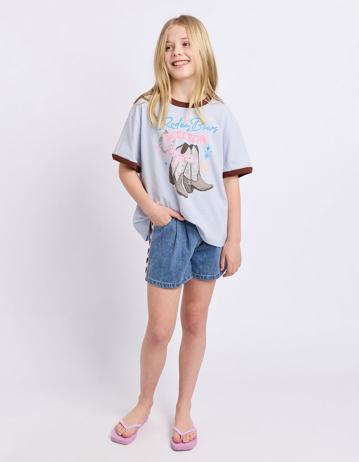 Eve Girl Boots Ringer Tee (Size 8-16) - Light Blue - view 2