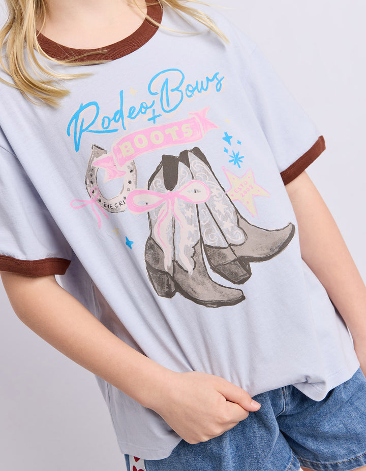 Eve Girl Boots Ringer Tee (Size 8-16) - Light Blue - view 4