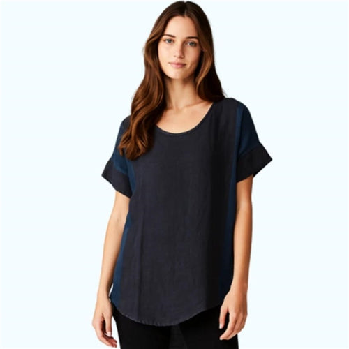 Vera May - Italian Linen Top - Navy