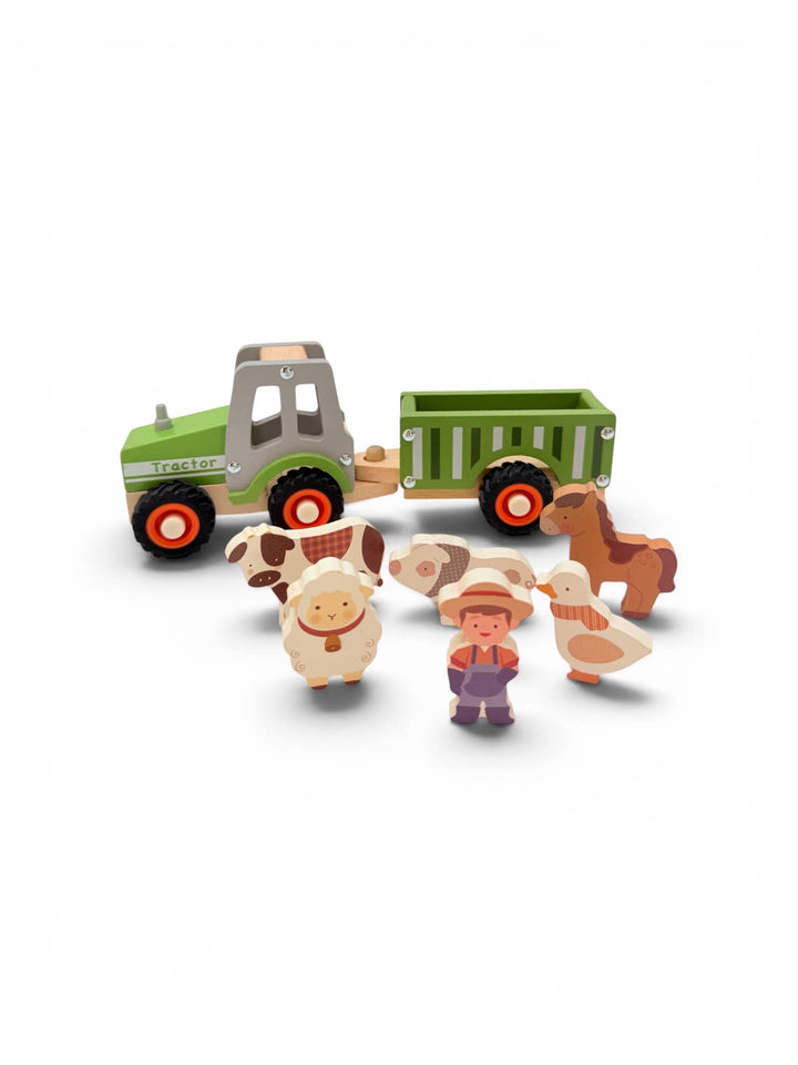 ToysLink Onya Kids Green Tractor with Farm Animals
