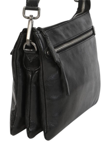 Modapelle - 3 Compartment Cross Body Bag With Extra Strap - Black