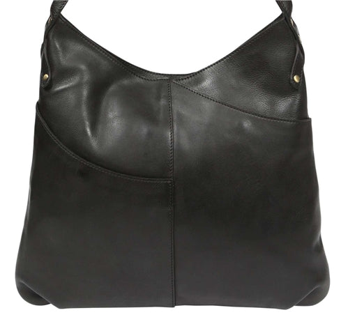 Modapelle - Vintage Leather Large Cross Body Bag - Black