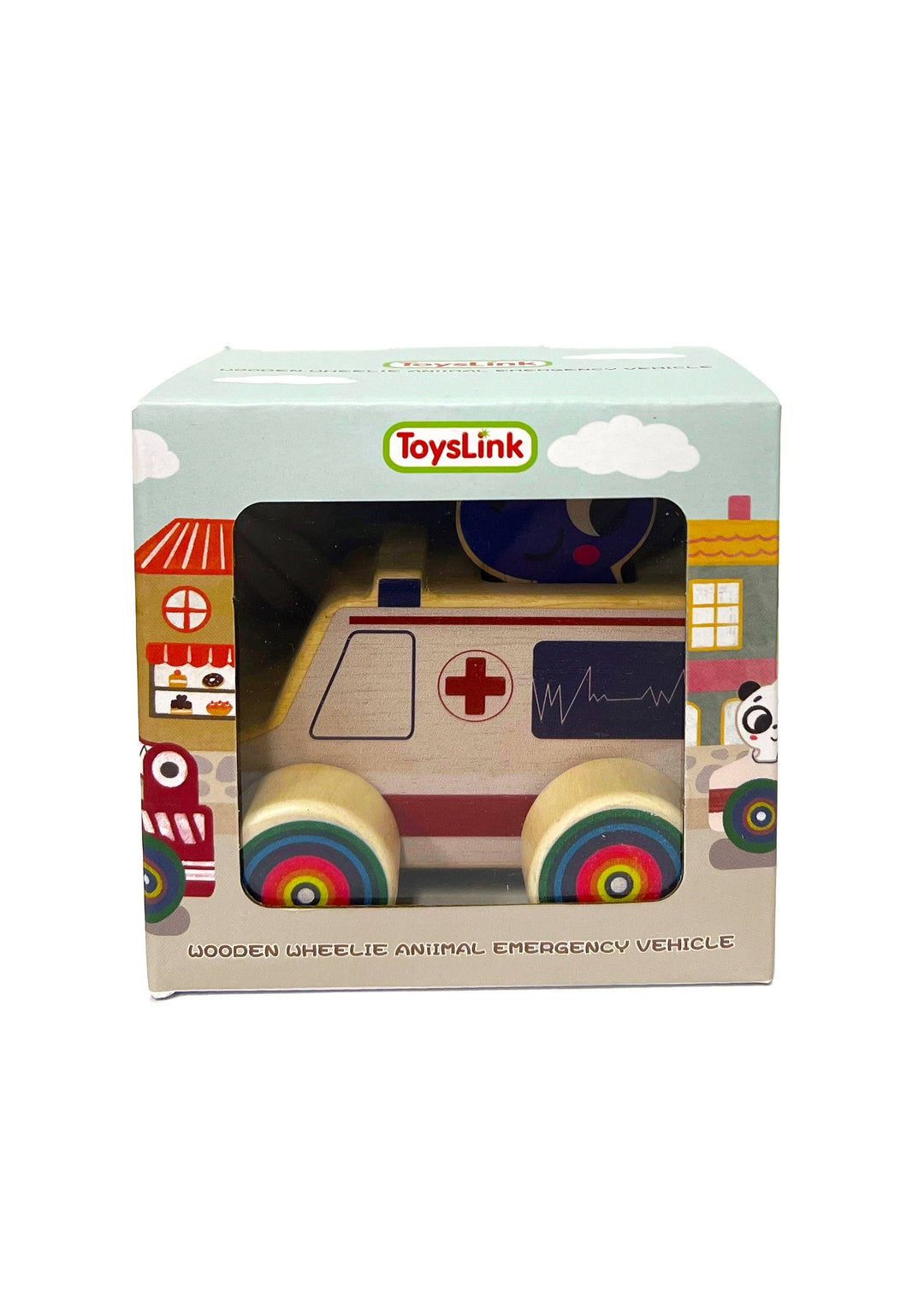 ToysLink Wooden Mini Wheelie Emergency Vehicles with Animals
