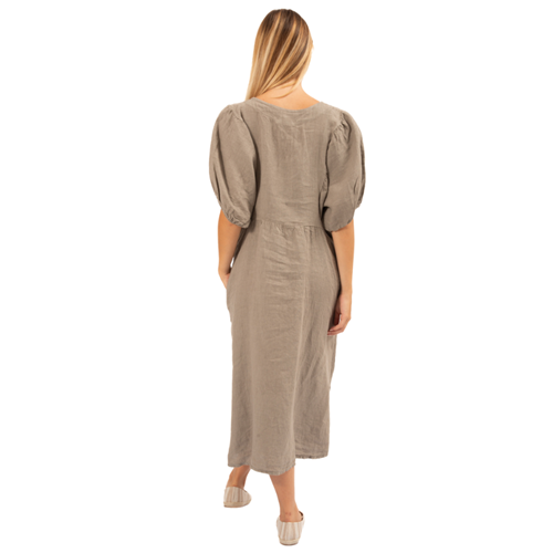 Vera May - Italian V Neck Dress - Taupe