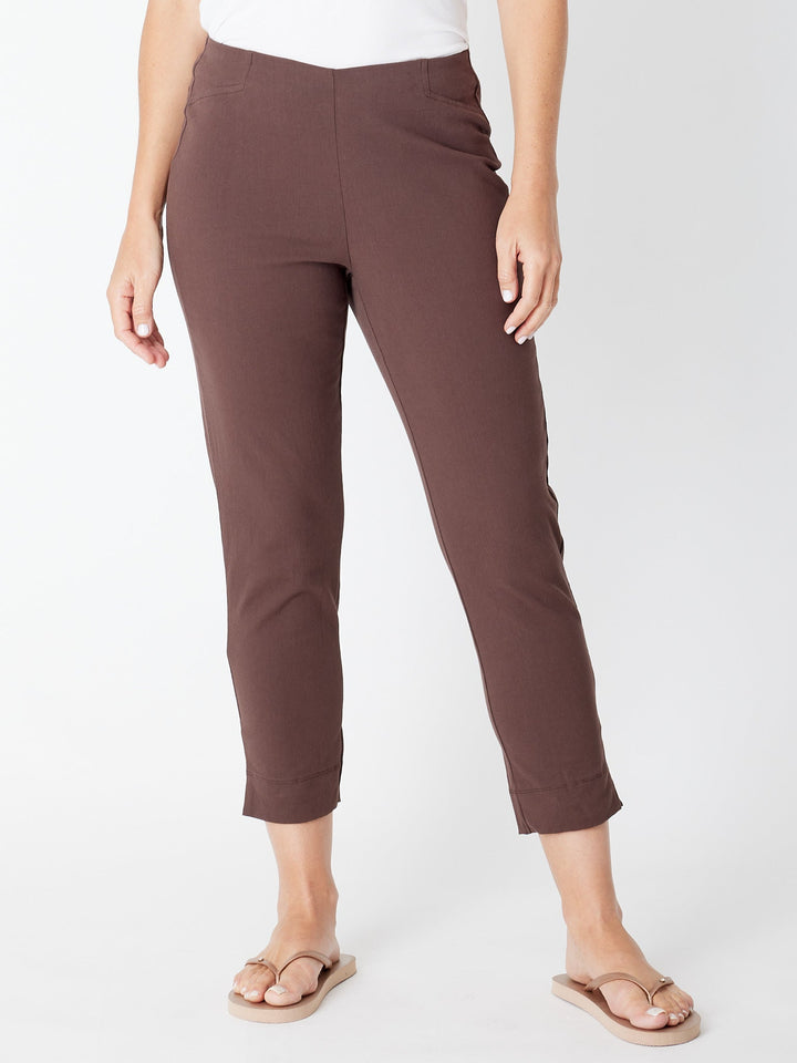 Luna Sky 7/8 Slim Cottolen Stretch Pull On Pant in Espresso, view 1