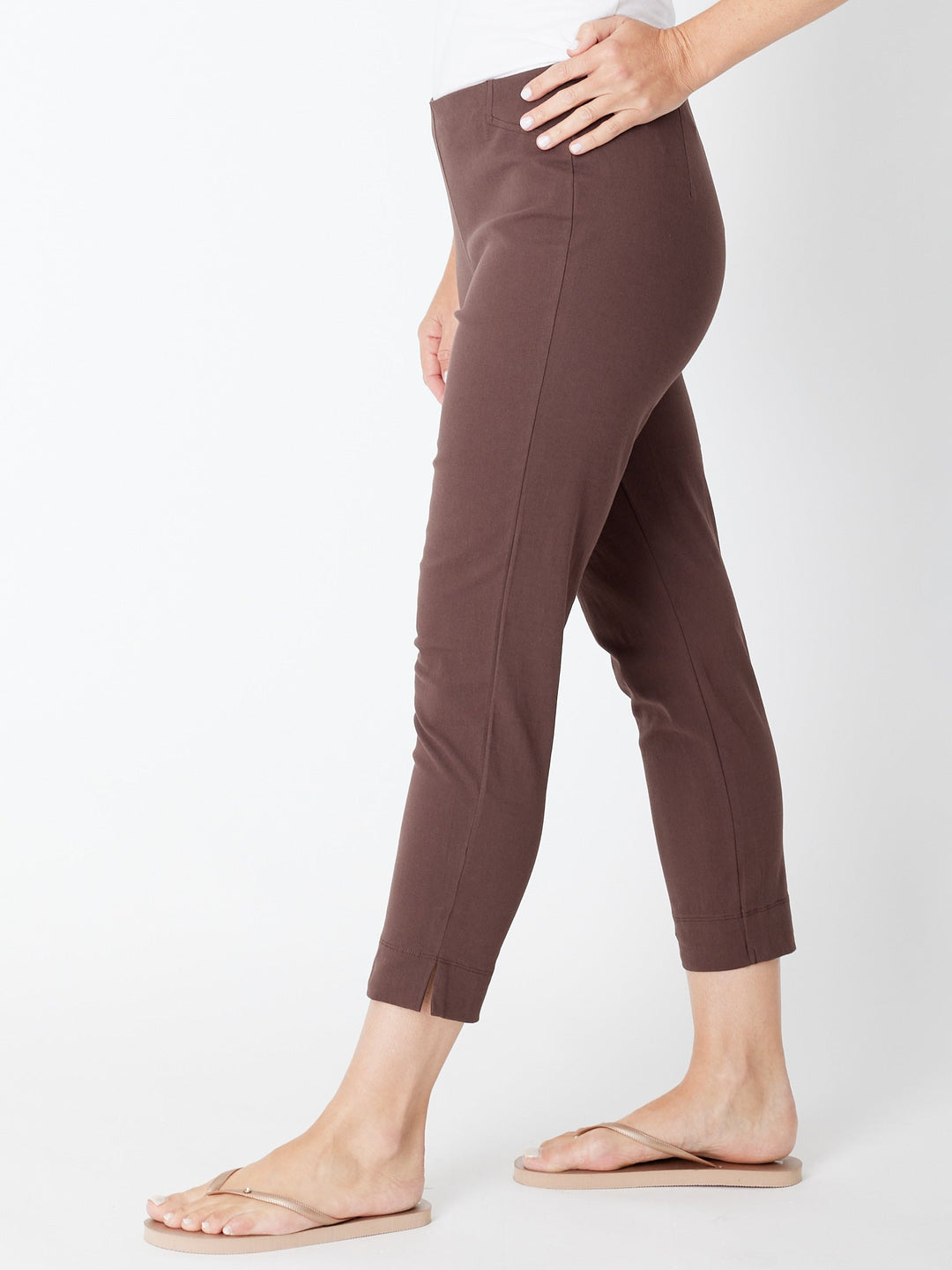 Luna Sky 7/8 Slim Cottolen Stretch Pull On Pant in Espresso, view 2