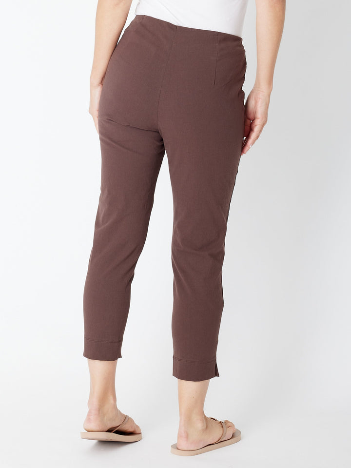 Luna Sky 7/8 Slim Cottolen Stretch Pull On Pant in Espresso, view 3