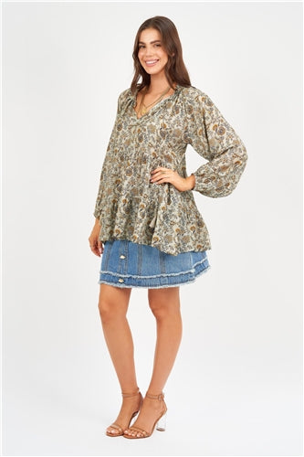Naudic - Matilda L/S Top Waldorf Print