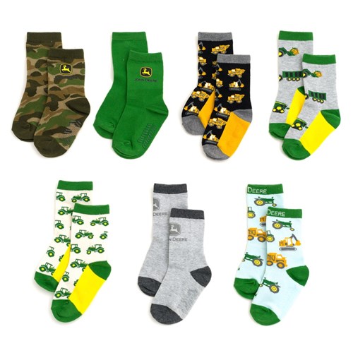 John Deere - 7 Pack Crew Socks Toddler 2-4