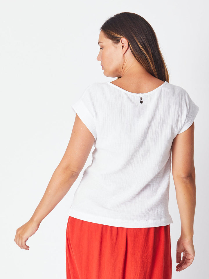 Luna Sky Tarin Everyday Top in White, view 3