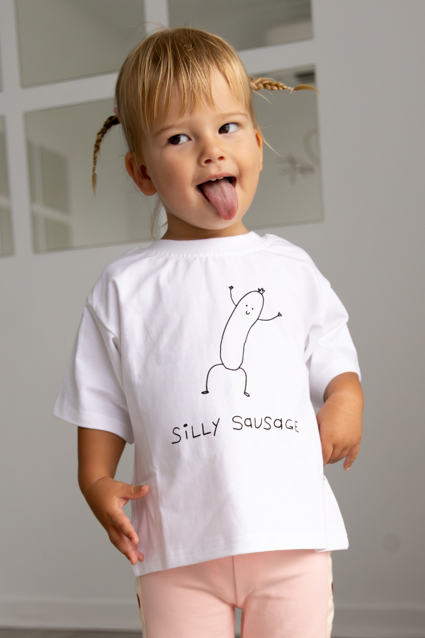 Poss &amp; Soss Silly Sausage Tee, Milk, view 2 of 7