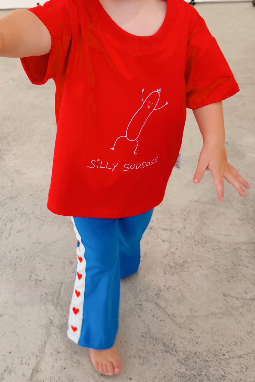 Poss & Soss Silly Sausage Tee, Fiery Red, front view