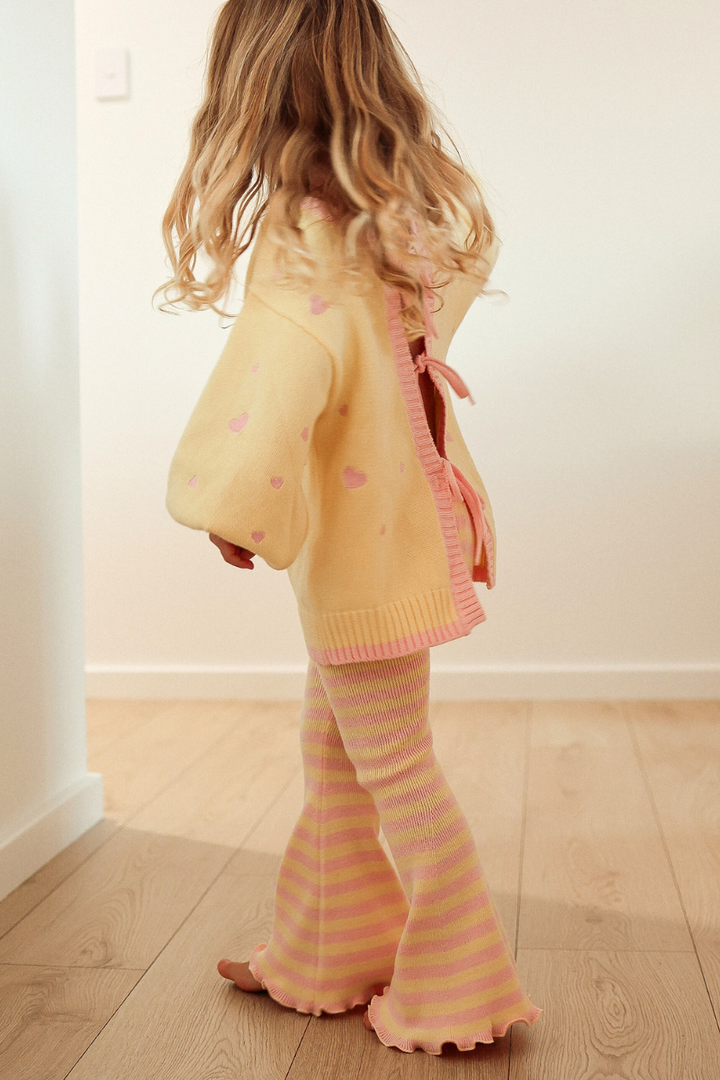 Poss &amp; Soss Heart Tie Up Cardigan, Pink Lemonade, view 7 of 9