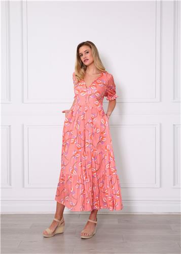 Leoni Mia Dress - Peach Floral
