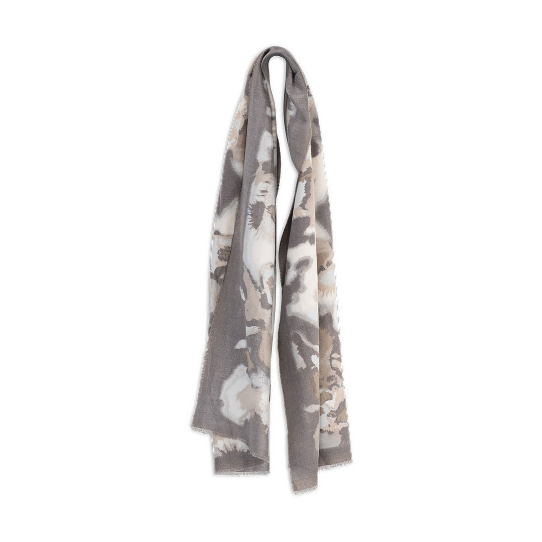 Avenel STOKE - WATERMARK PATTERN WIDE DACRON SCARF in GREY