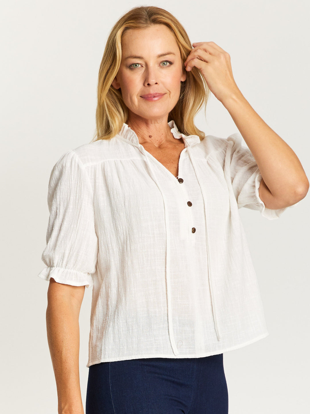Cordelia St Summer Fun Top in White, view 3
