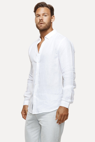 Industrie - Tennyson Linen Long Sleeve Shirt - White