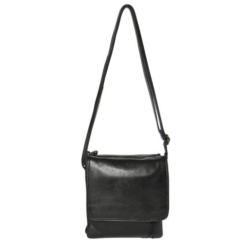 Modapelle - Leather Cross Body with Card Compartment - Black