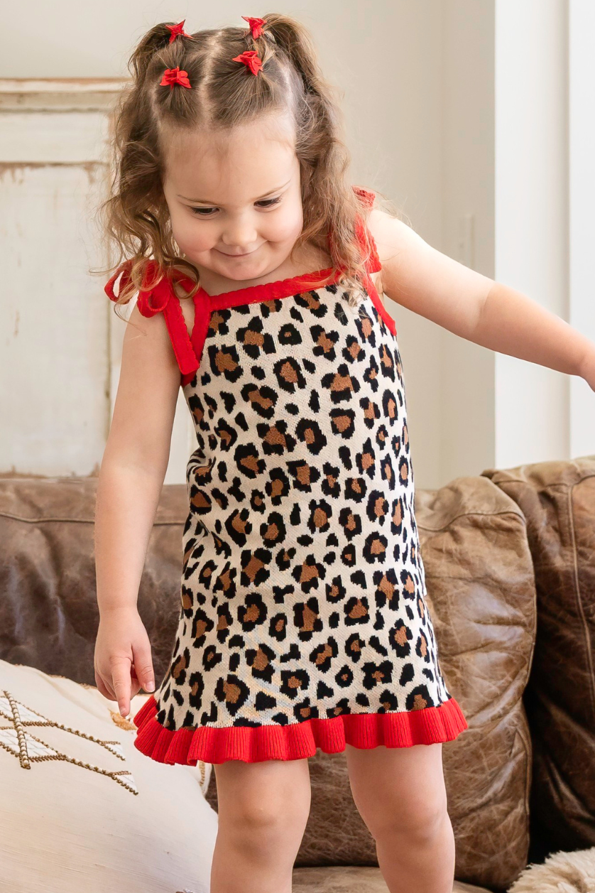 Poss &amp; Soss Florence Tie Dress in Leopard, front