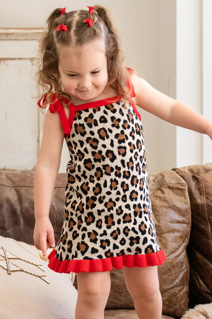 Poss &amp; Soss Florence Tie Dress in Leopard, front