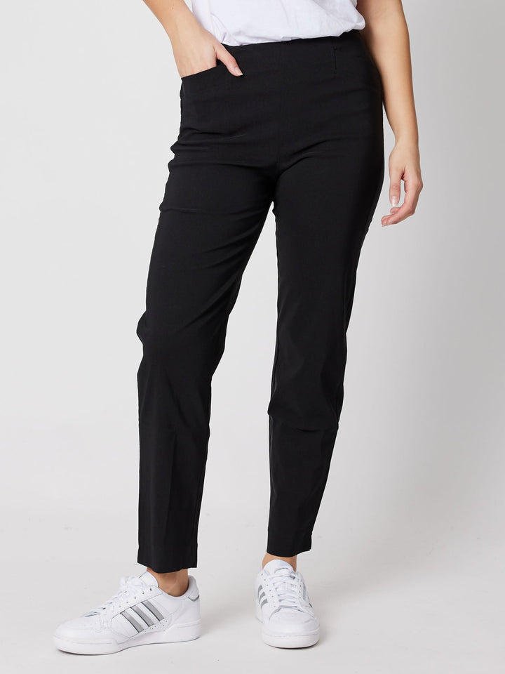 Threadz Chiara Full Length Bengaline Pant in Black, front