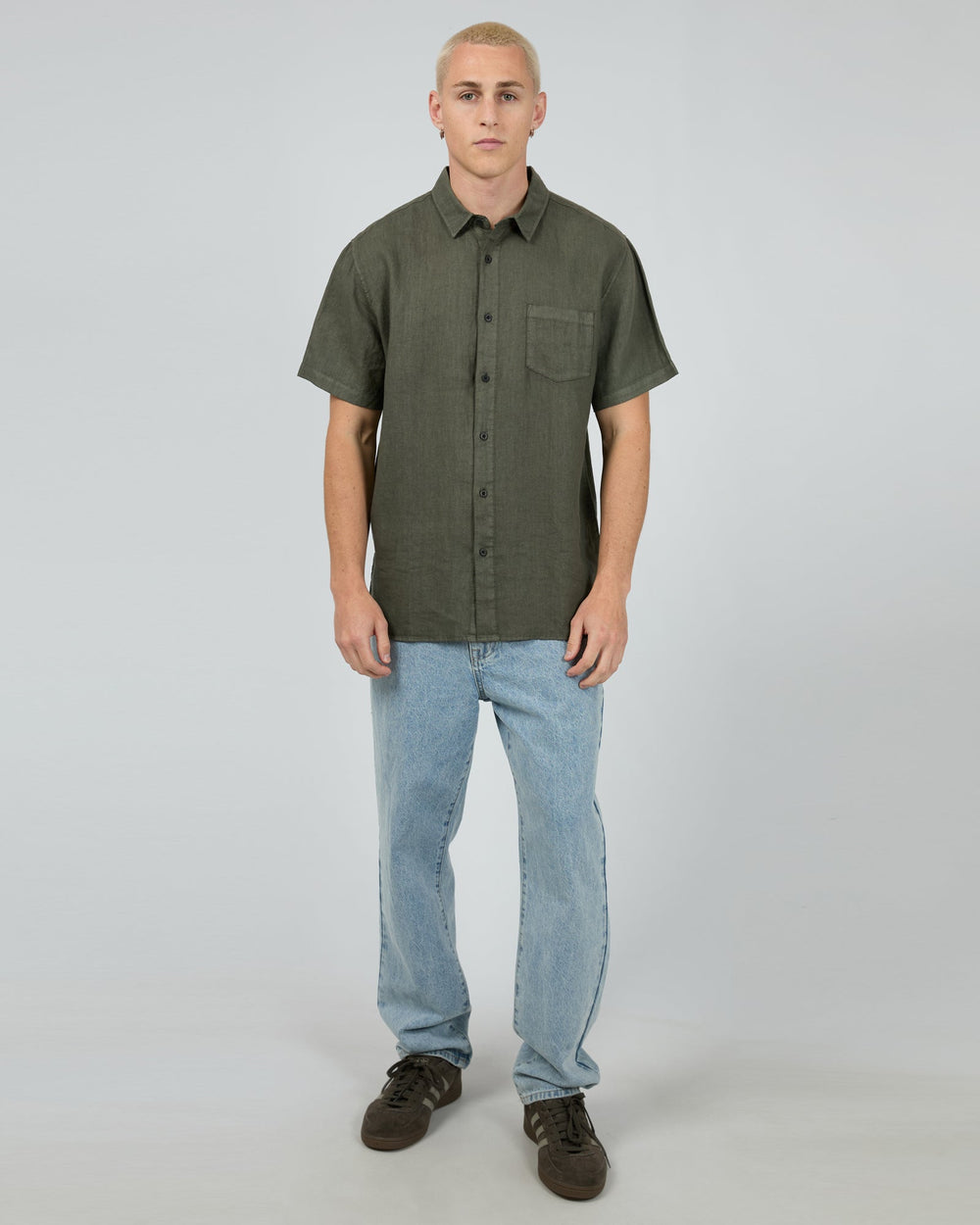 Silent Theory Linen S/S Shirt II - Khaki - view 2