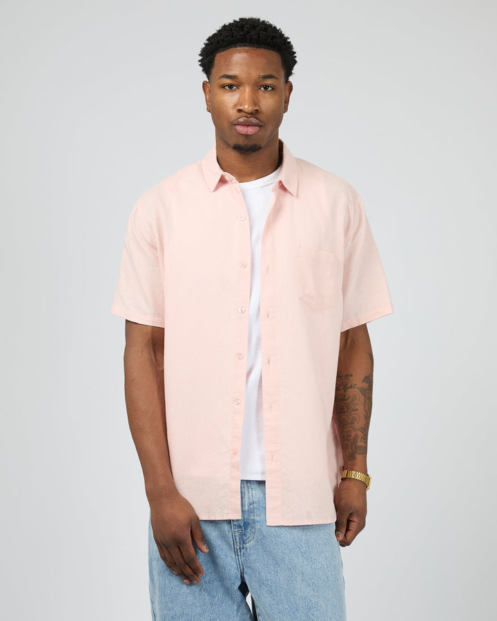 Silent Theory Linen S/S Shirt II - Pink - view 2