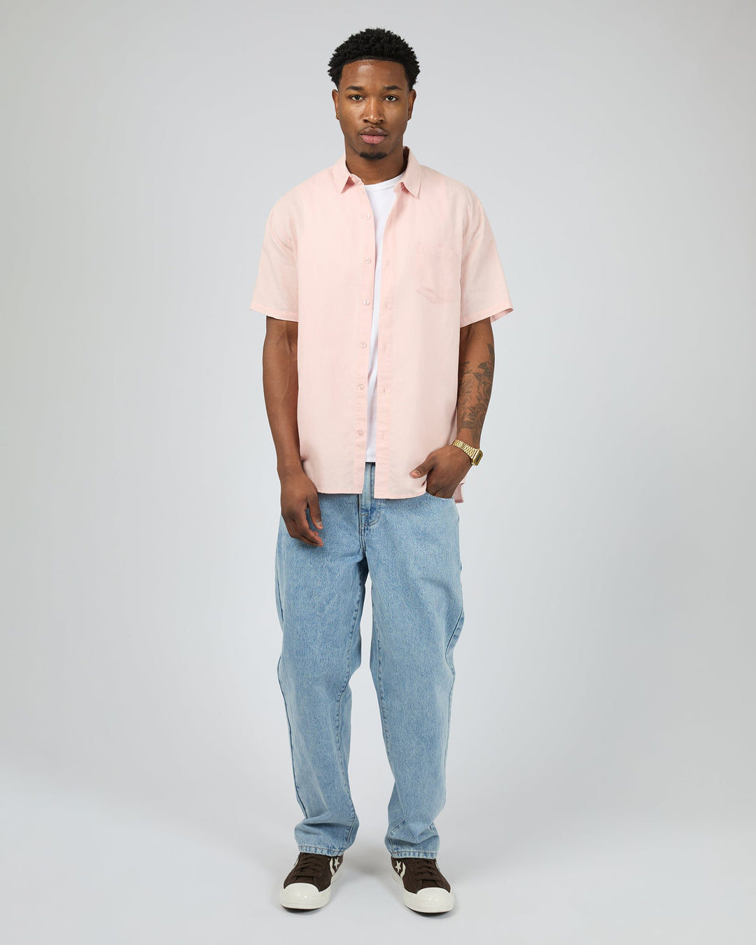 Silent Theory Linen S/S Shirt II - Pink - view 12