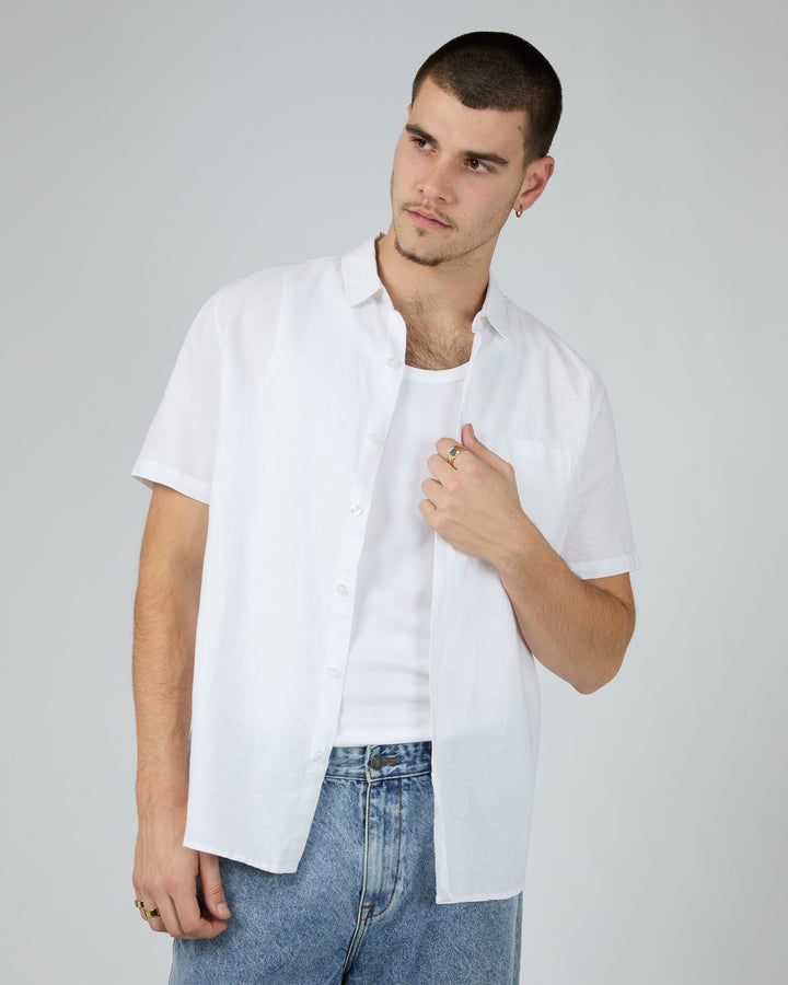 Silent Theory Linen S/S Shirt II - White