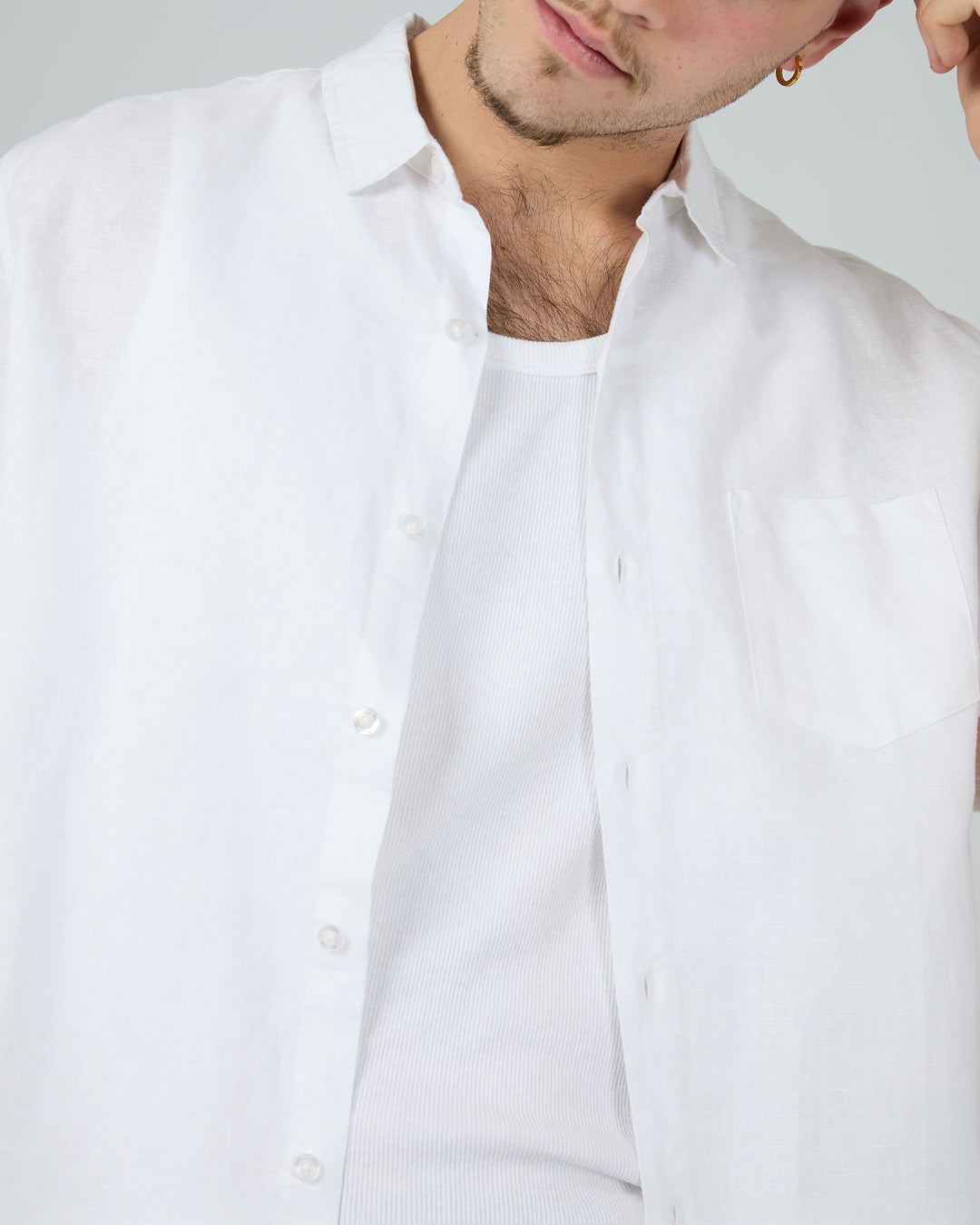 Silent Theory Linen S/S Shirt II - White - view 5