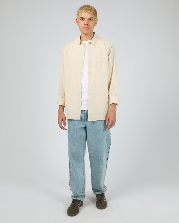 Silent Theory Linen L/S Shirt II - Natural