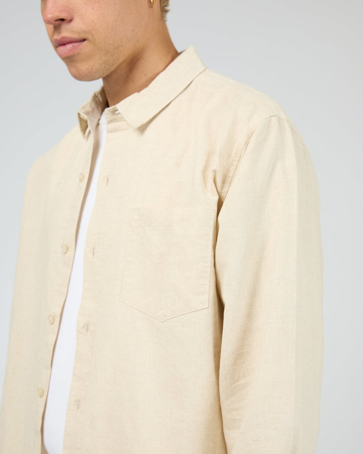 Silent Theory Linen L/S Shirt II - Natural - view 4