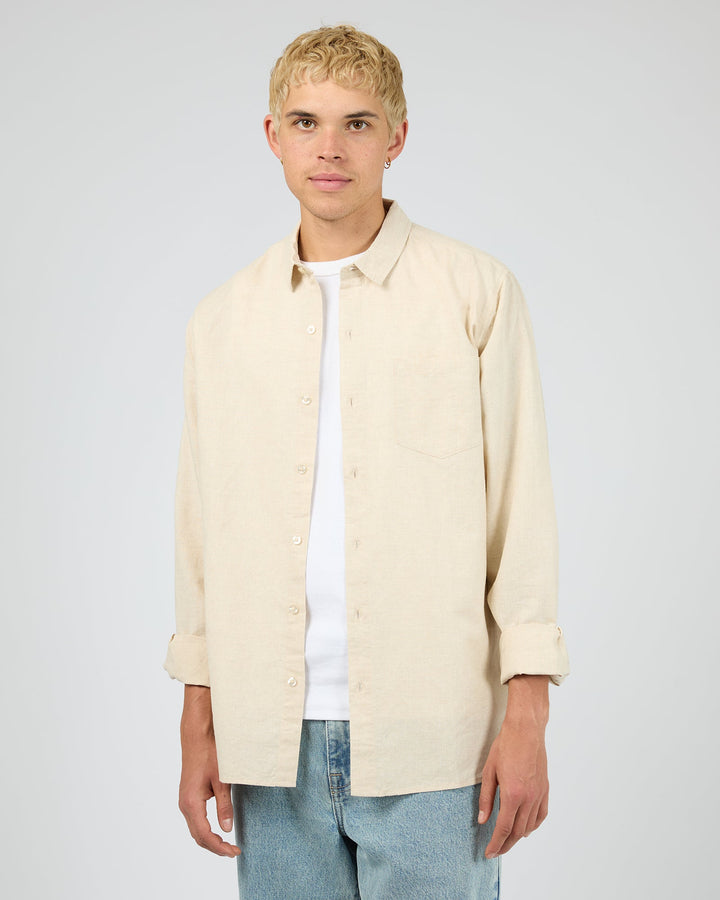 Silent Theory Linen L/S Shirt II - Natural - view 5