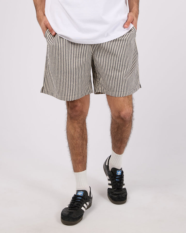 Silent Theory Stripe Linen Short - Navy - photo 1 of 6