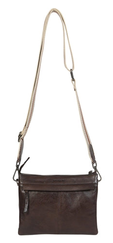 Modapelle - 3 Compartment Cross Body Bag With Extra Strap - Coffee