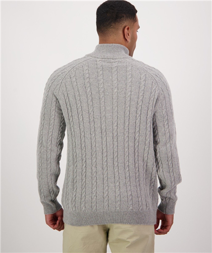 Swanndri - Doncaster 1/4/ Zip Cable Knit - Grey Marle