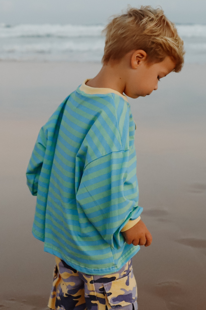Poss & Soss Stripe Long Sleeve Tee, Pacific, view 2 of 7
