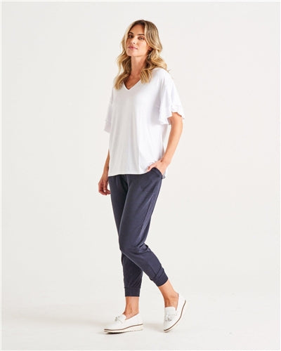 Betty Basics - Ripon Top Frill Sleeve - Wht