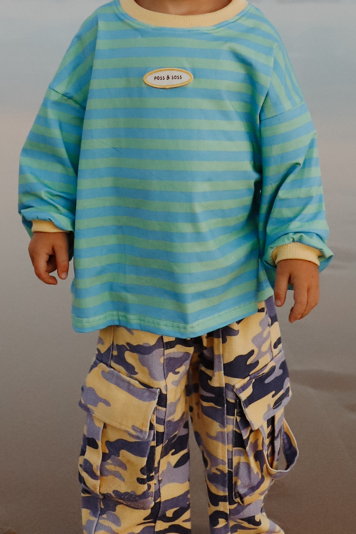 Poss &amp; Soss Stripe Long Sleeve Tee, Pacific, view 4 of 7