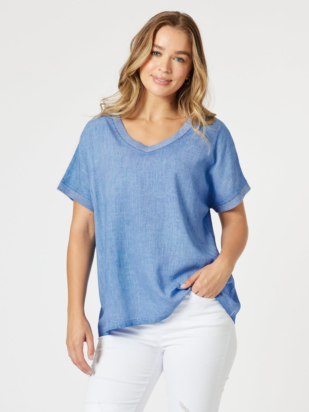 Threadz Sienna Top in Sky Blue, view 3