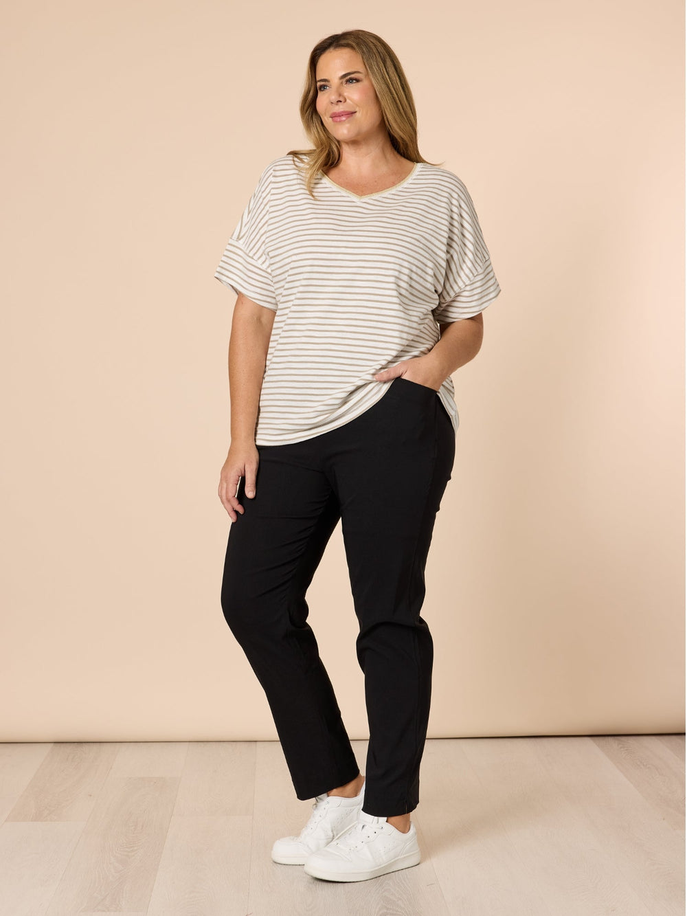 Threadz Chiara Full Length Bengaline Pant in Black, view 2
