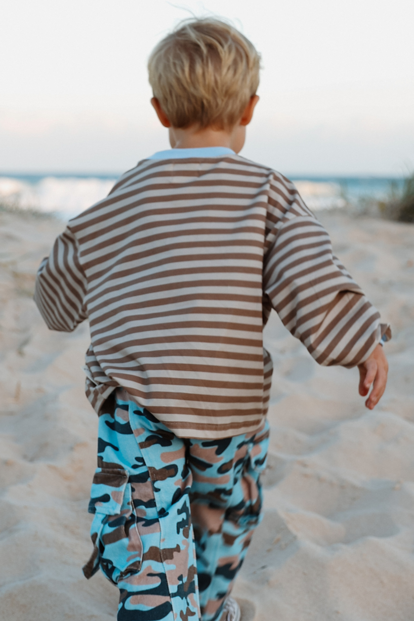 Poss & Soss Stripe Long Sleeve Tee, Stone, view 2 of 9